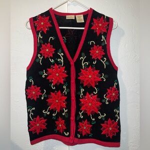 Vintage Poinsettia Vest
